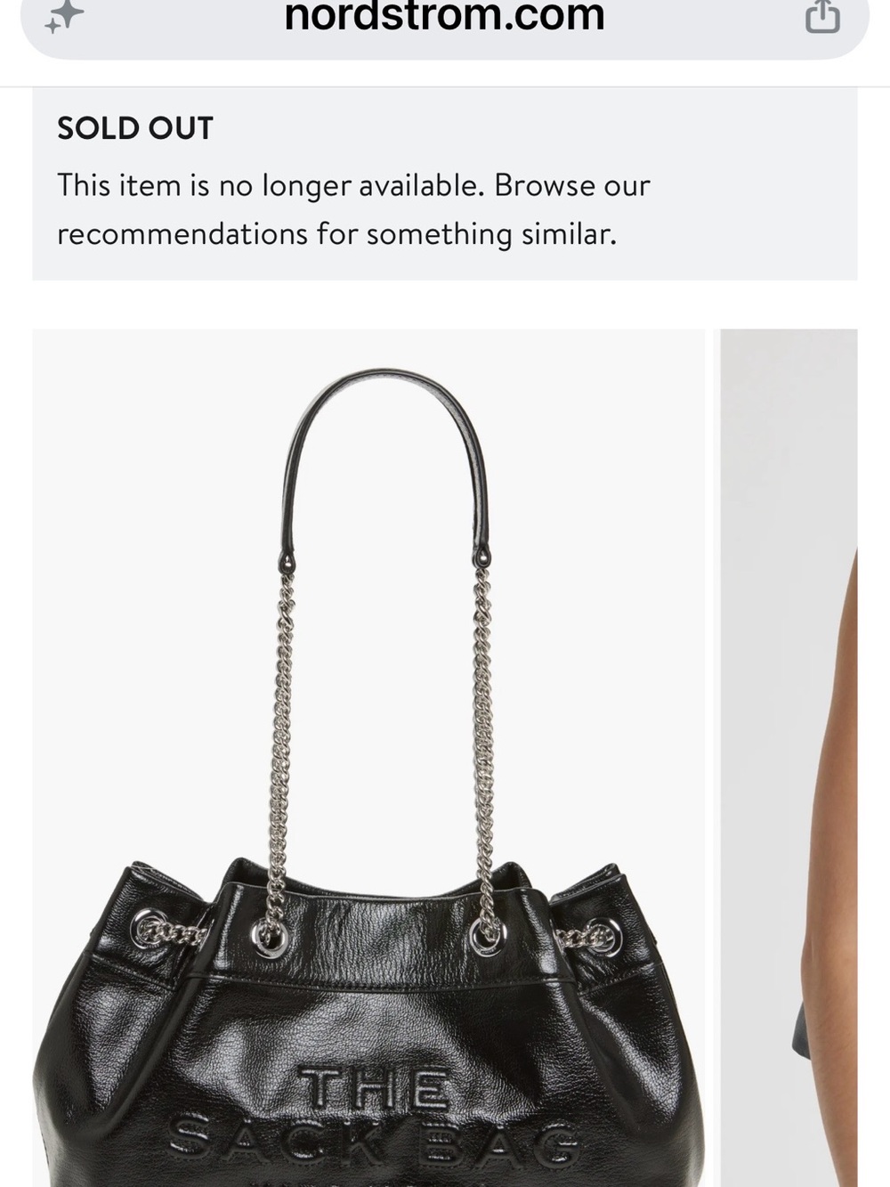 Marc Jacobs Black Leather Tote with Silver Chain Straps